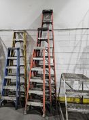 (3) Assorted Fiberglass Step Ladders, 10', 8' & 6'