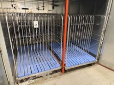 (2) Aluminum Stock Rack Carts, with Dividers, 52