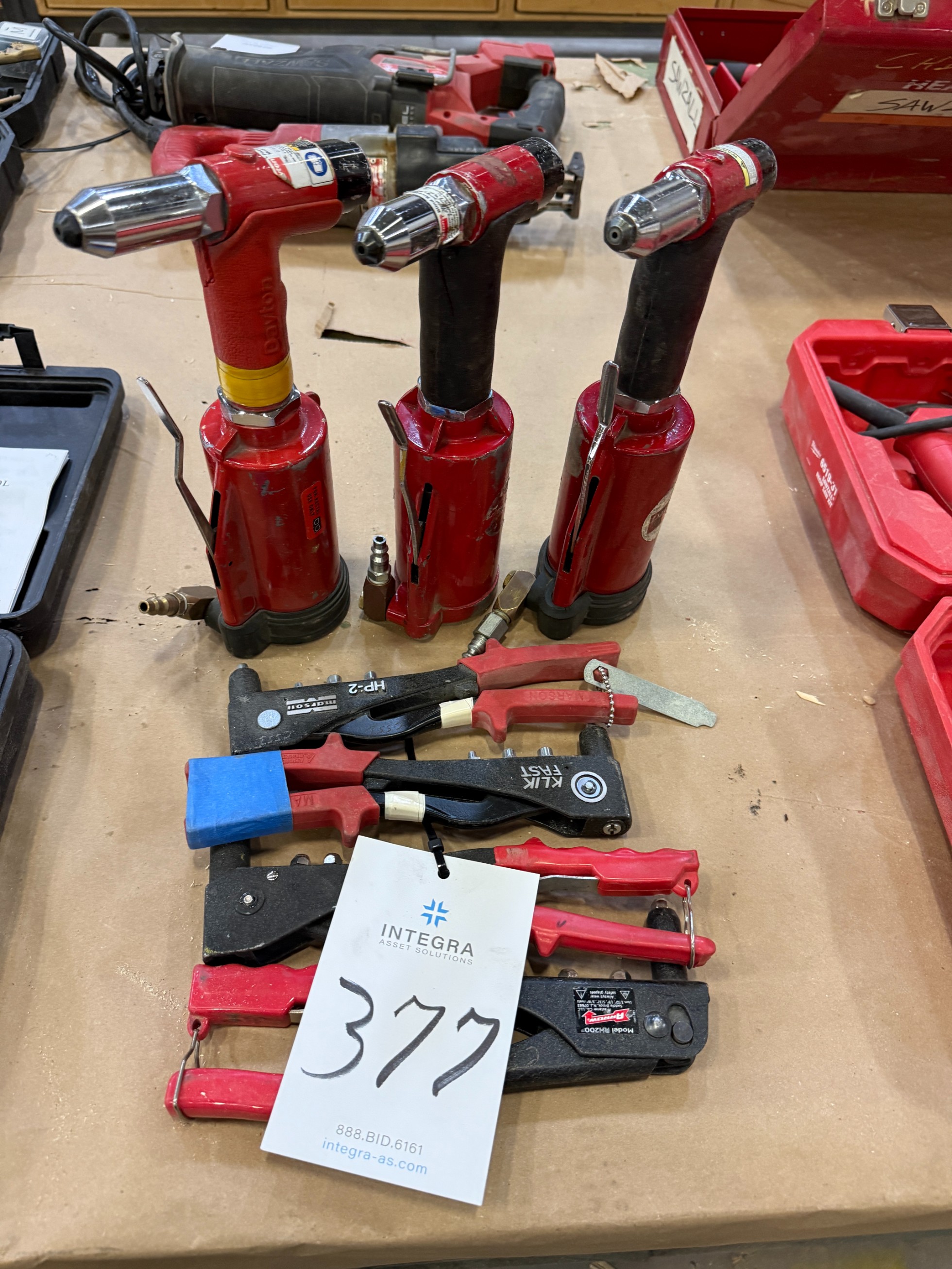 Lots Rivets Lot of Assorted Rivet Tools, (3) Dayton 4Z913 Pneumatic Blind Riveters ...