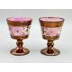 Pair of copper lustre Goblets decorated birds and flowers, Staffordshire, C19th - Image 4 of 6