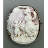 Large allegorical coral cameo Brooch, c1850