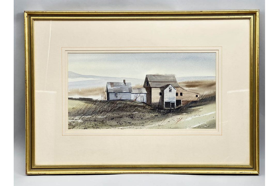 Signed Watercolour of Farm Buildings, Richard Akerman (1942-2005), dated 1981 - Image 1 of 8