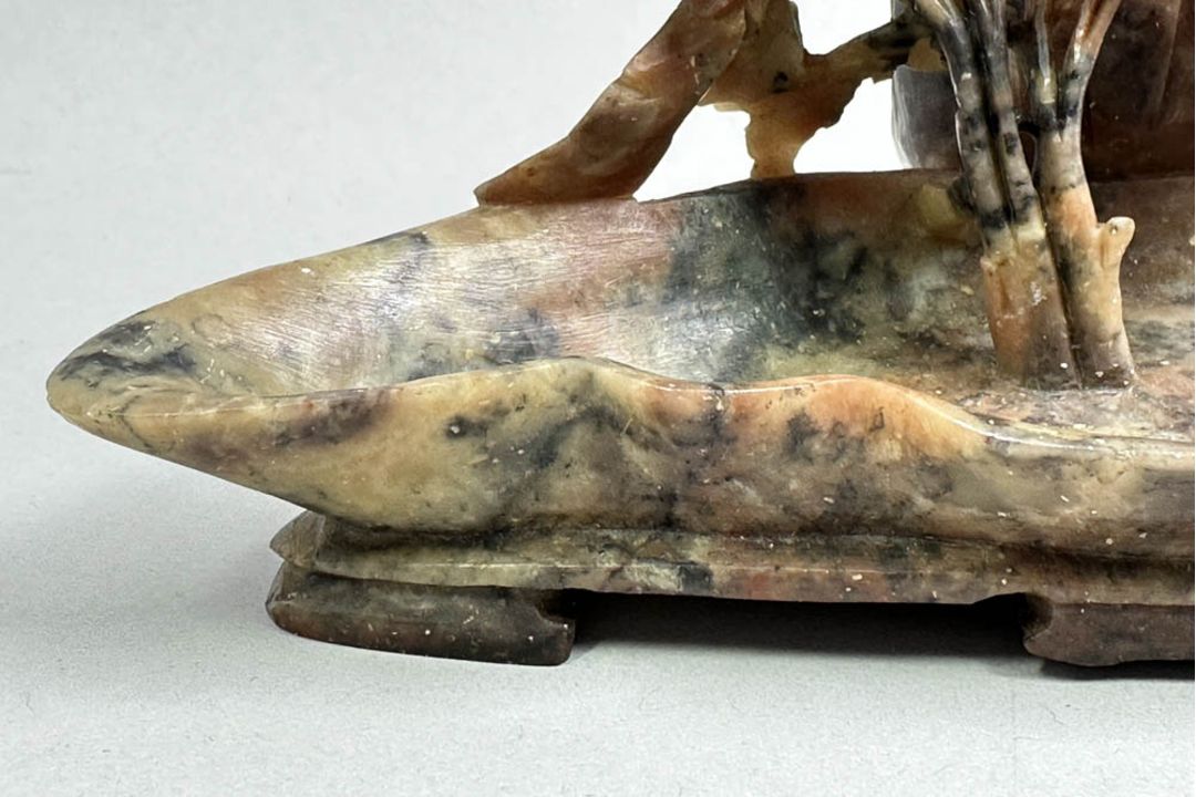 Chinese Soapstone Brushwasher with flowering lotus, early C20th - Image 7 of 10
