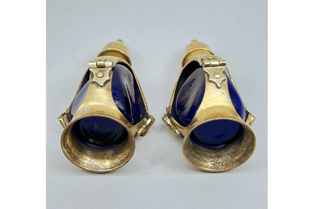 Arts and Crafts Brass and Cobalt Glass Salt and Pepper, early C20th - Image 5 of 5