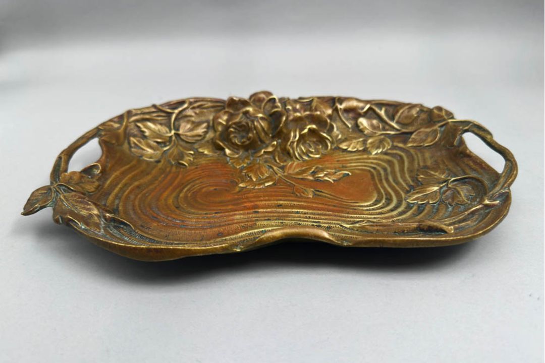 Art Nouveau Bronze Tray, stamped 172 Deposé, French, c1900 - Image 2 of 7
