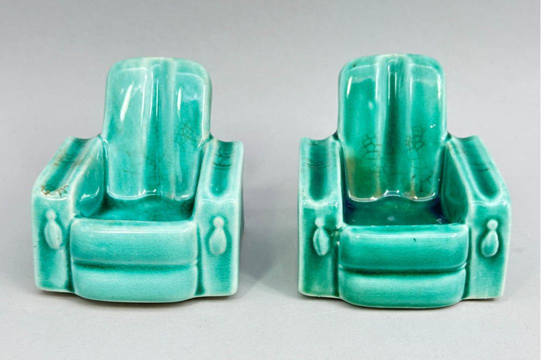 Pair of Vintage Art Deco style armchair Pipe Rests, English c1930 - Image 2 of 6