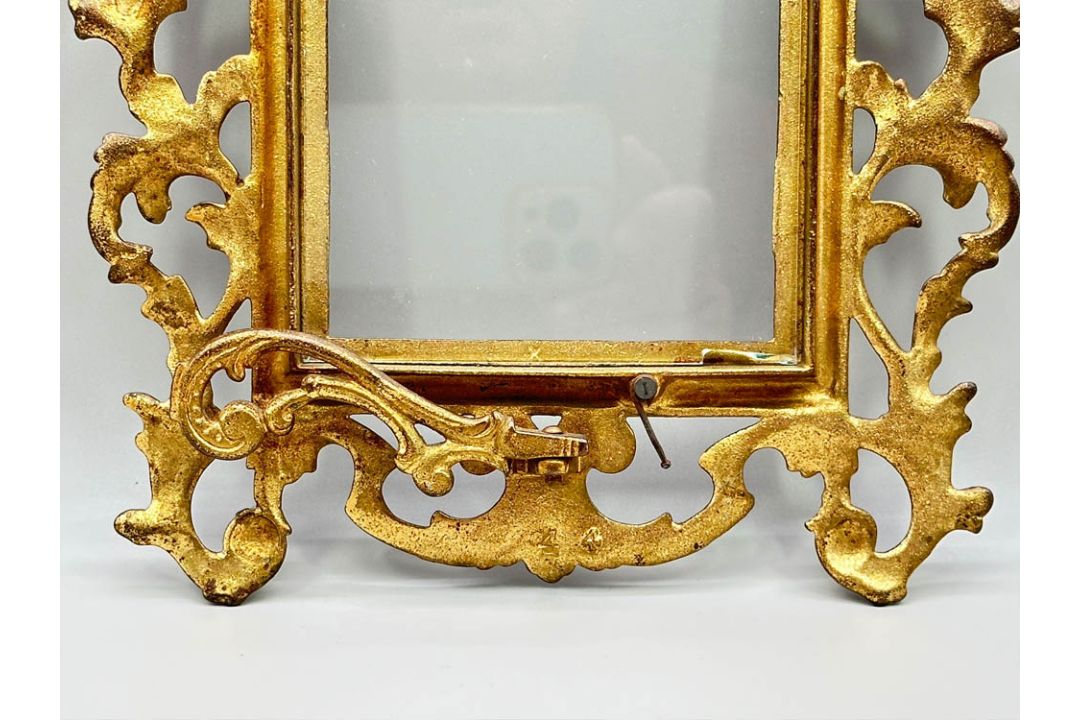 Rococo style gilt metal picture frame and antique photo tissue cover by Percy Lund & Co, 1890s/1920s - Image 7 of 11