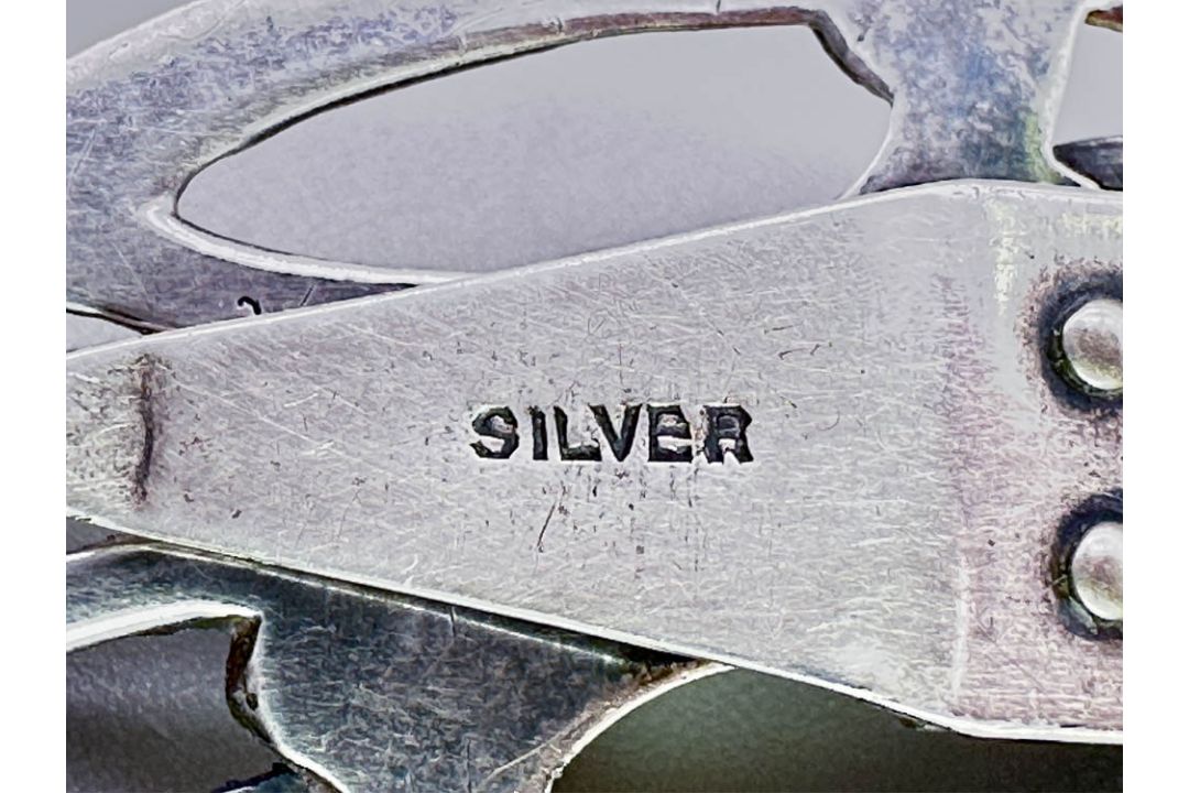 Art Deco silver dress clip, marked Silver, probably American c1930 - Image 6 of 6