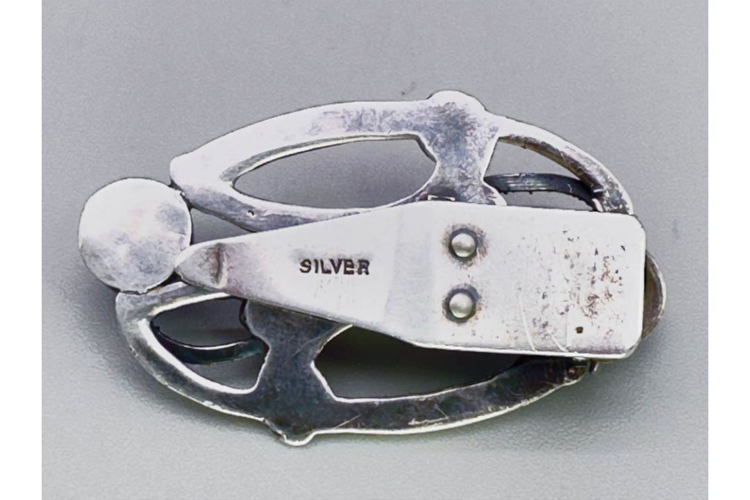 Art Deco silver dress clip, marked Silver, probably American c1930 - Image 4 of 6