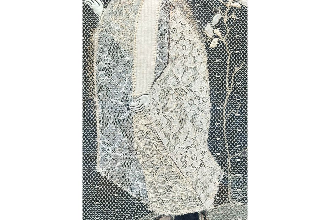 Lace picture of a lady, framed, probably early C20th - Image 4 of 11