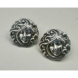 Silver Art Nouveau Earrings with ladies faces, probably Belgium or Austria c1910