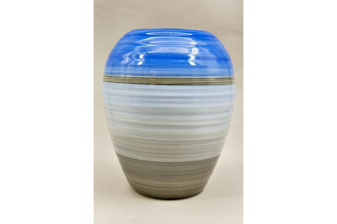 Large Shelley Harmony Ware Vase designed by Eric Slater glazed in blue and grey, 1930s - Image 2 of 7