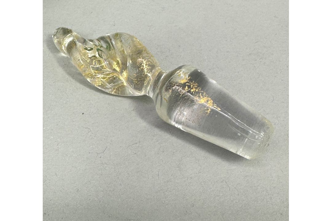 Murano green bullicante glass Perfume Bottle and Stopper with label, second half C20th - Image 4 of 7