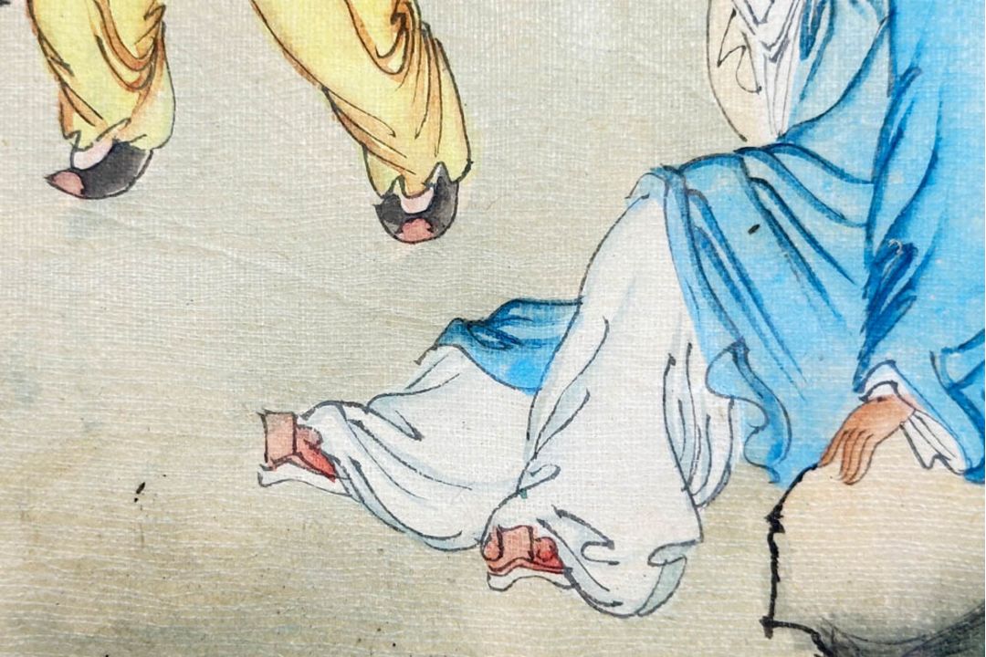 Chinese Watercolour Painting on Silk, possibly with a poem by Li Ciming, first half C20th - Image 6 of 8