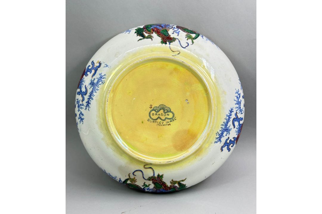 Yellow ground Bursley Ware Dragon Bowl by Frederick Rhead, circa 1920 - Image 7 of 8