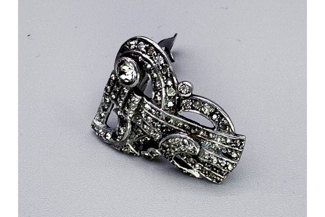 Art Deco silver dress clips/brooch, American, c1930 - Image 5 of 9
