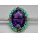 Art Nouveau brooch with a large amethyst and enamel work set in silver, c1920 - Image 2 of 8