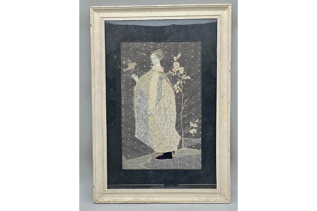 Lace picture of a lady, framed, probably early C20th - Image 1 of 11