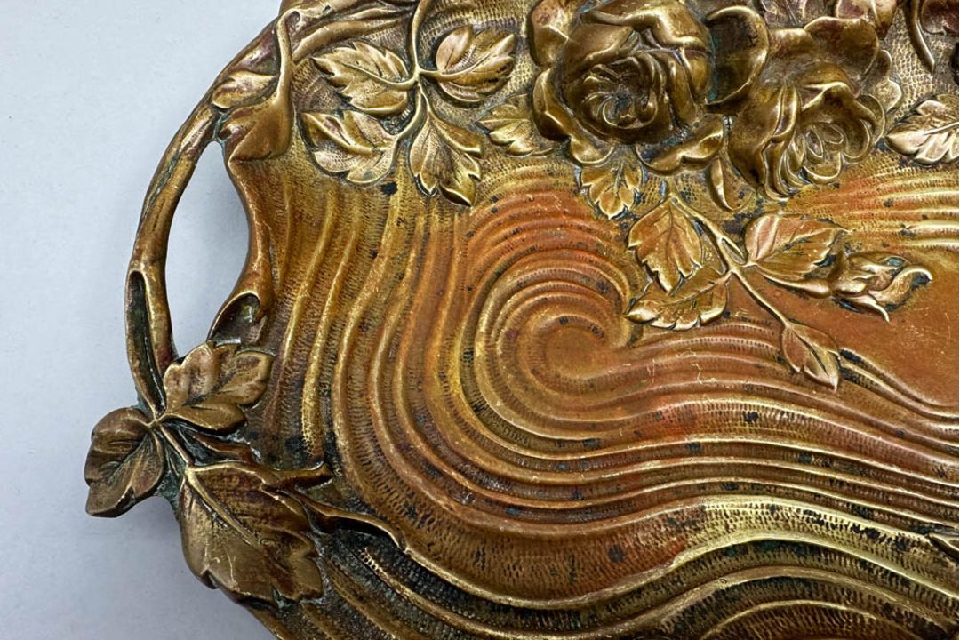 Art Nouveau Bronze Tray, stamped 172 Deposé, French, c1900 - Image 4 of 7