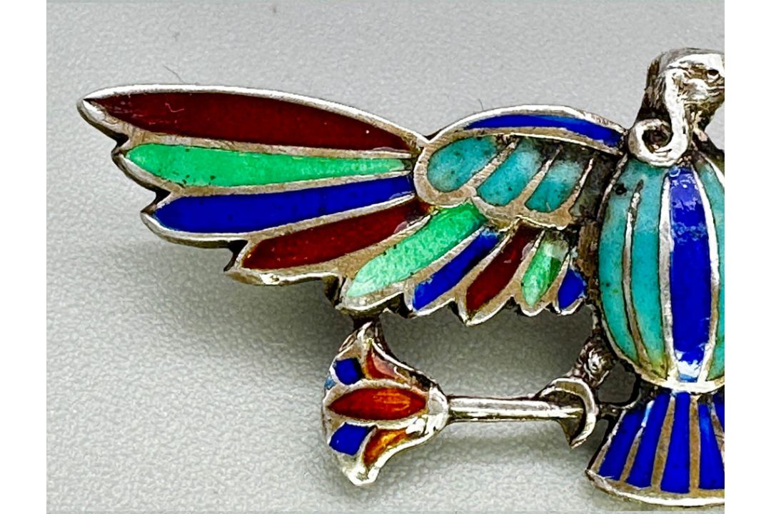 Georgian Egyptian Revival silver and enamel Brooch, c1820 - Image 3 of 7