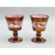 Pair of copper lustre Goblets decorated birds and flowers, Staffordshire, C19th - Image 3 of 6