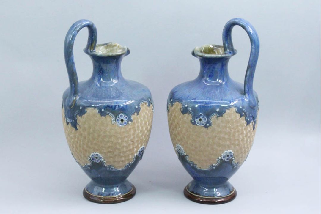 A Pair of Royal Doulton Ewers, marked LD (for Jessie Lord), early C20th - Image 3 of 9