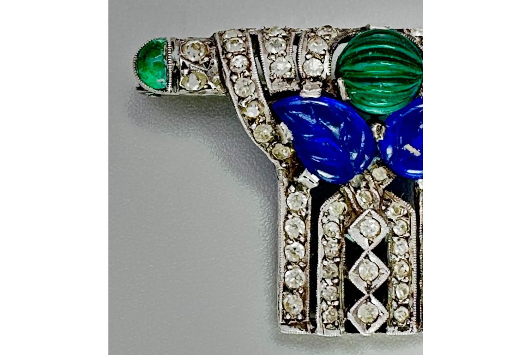 French Art Deco Cartier inspired Tutti Frutti brooch, c1930 - Image 2 of 6