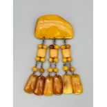 Large butterscotch amber brooch, Denmark, c1970