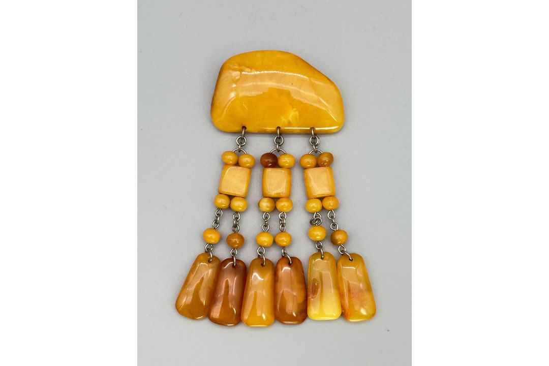 Large butterscotch amber brooch, Denmark, c1970 - Image 1 of 6