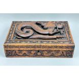 Chinese carved wood Box decorated Dragons, early C20th