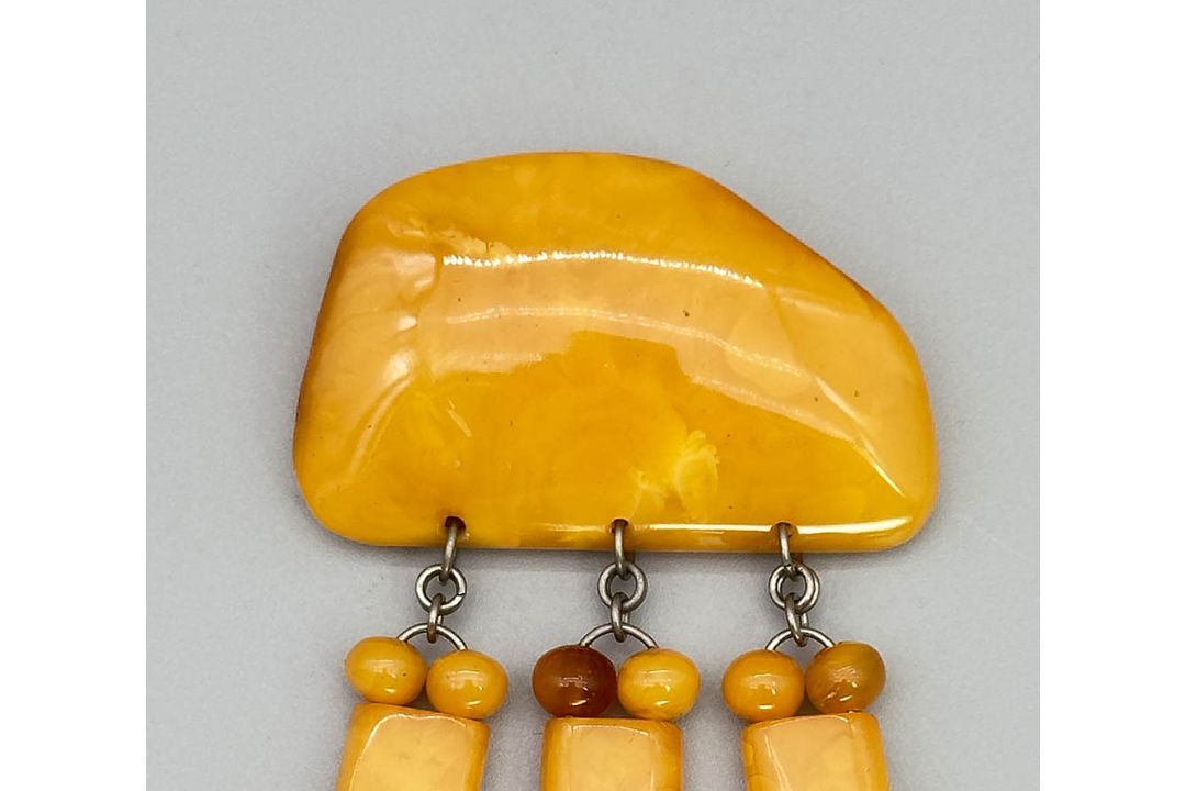 Large butterscotch amber brooch, Denmark, c1970 - Image 2 of 6