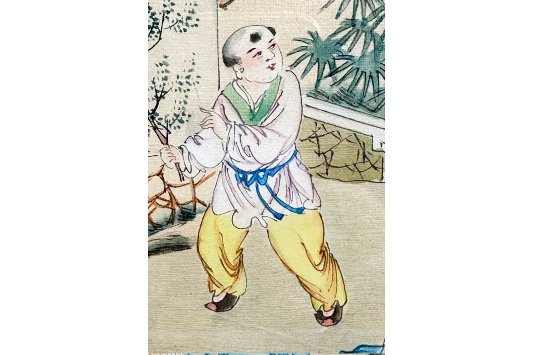 Chinese Watercolour Painting on Silk, possibly with a poem by Li Ciming, first half C20th - Image 4 of 8
