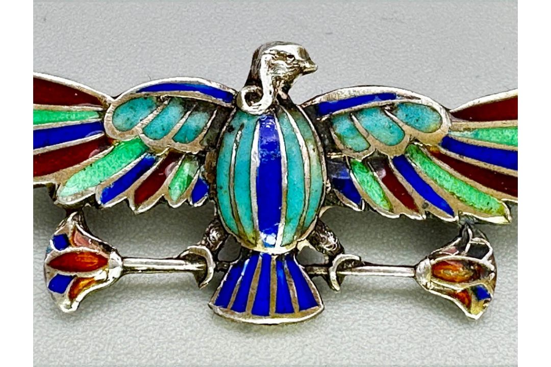 Georgian Egyptian Revival silver and enamel Brooch, c1820 - Image 2 of 7