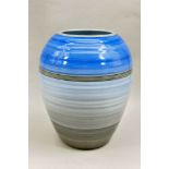 Large Shelley Harmony Ware Vase designed by Eric Slater glazed in blue and grey, 1930s