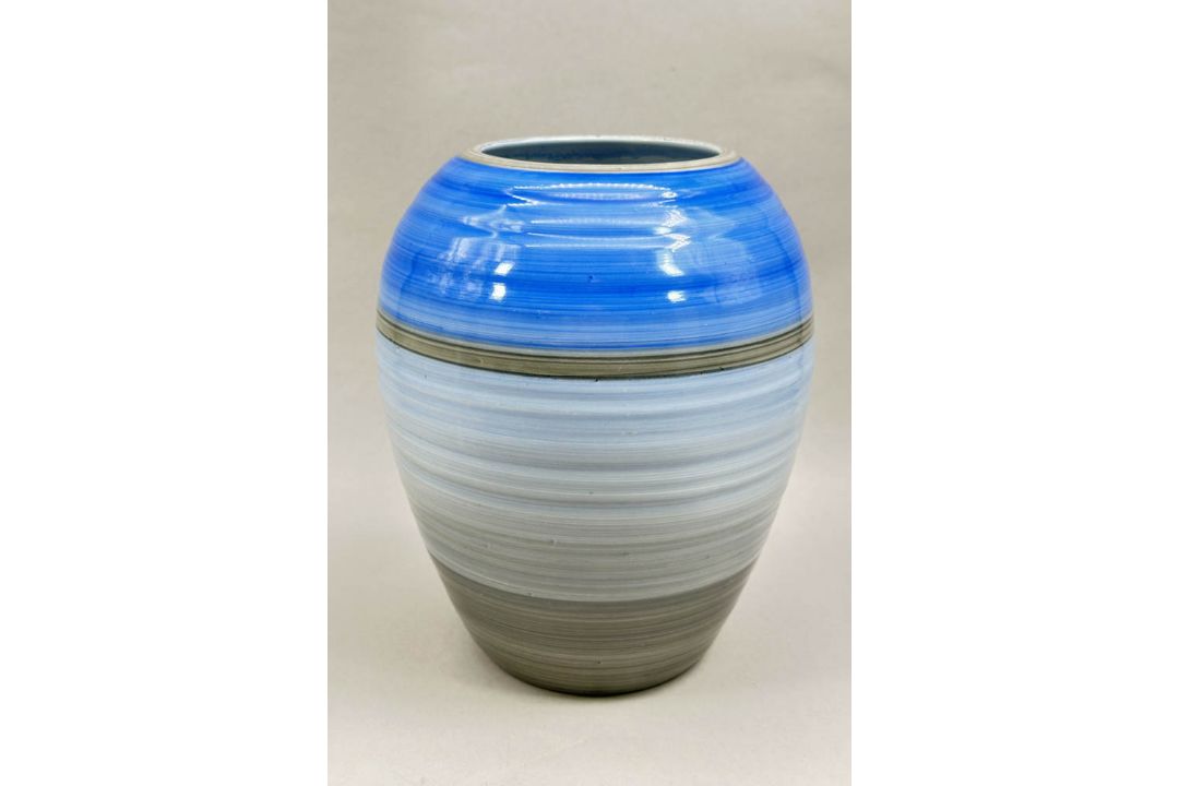 Large Shelley Harmony Ware Vase designed by Eric Slater glazed in blue and grey, 1930s - Image 1 of 7