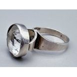 Modernist ring with rock crystal, Erik Granit & Co, Finland, marked, c1970