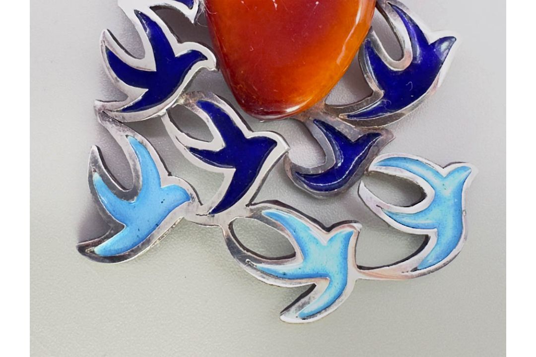 Amber and enamel necklace by Helga Exner, signed, Denmark c1990 - Image 4 of 10