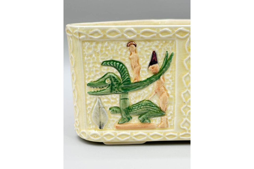 Unusual Pair of triangular form Aztec pattern Planters, Shorter and Son, second half C20th - Image 8 of 12