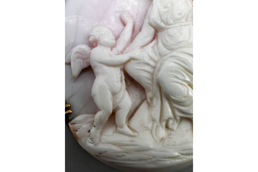 Large allegorical coral cameo Brooch, c1850 - Image 2 of 9