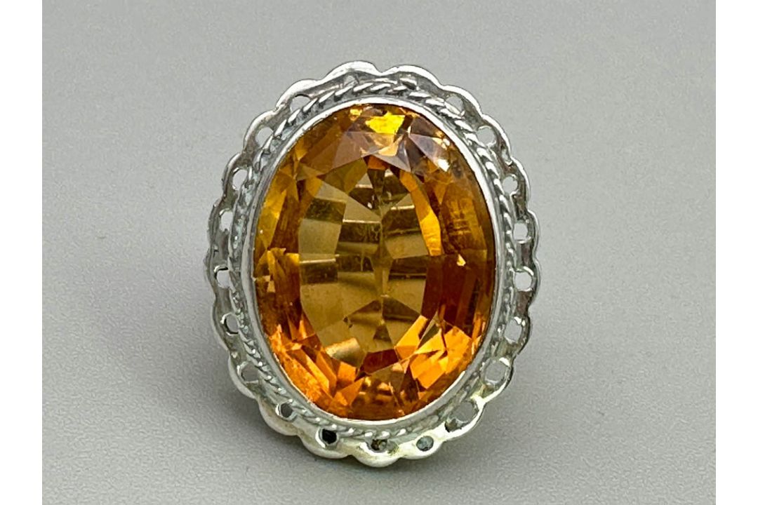 Edwardian cocktail ring with citrine, c1910 - Image 2 of 5