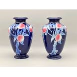 Pair of Shelley ware Peaches or Japanese Fruit design Vases, pattern no 8677, 1930s