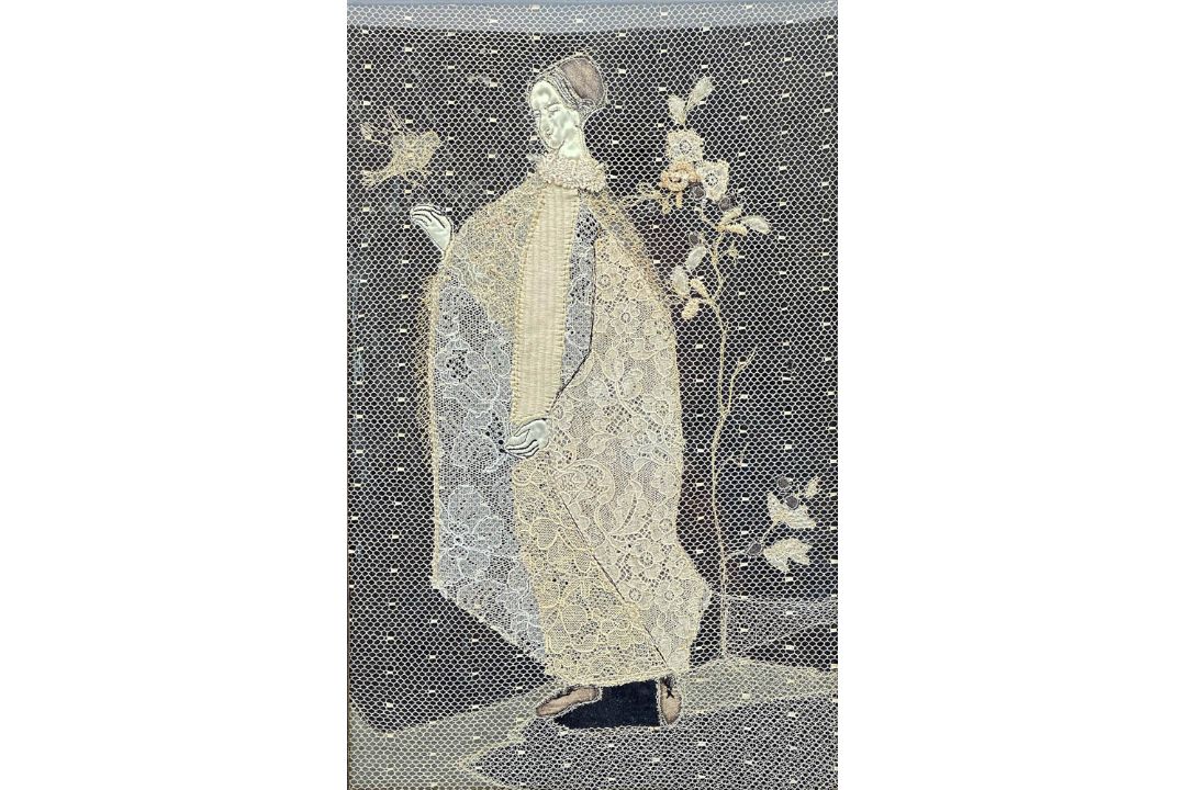 Lace picture of a lady, framed, probably early C20th - Image 2 of 11