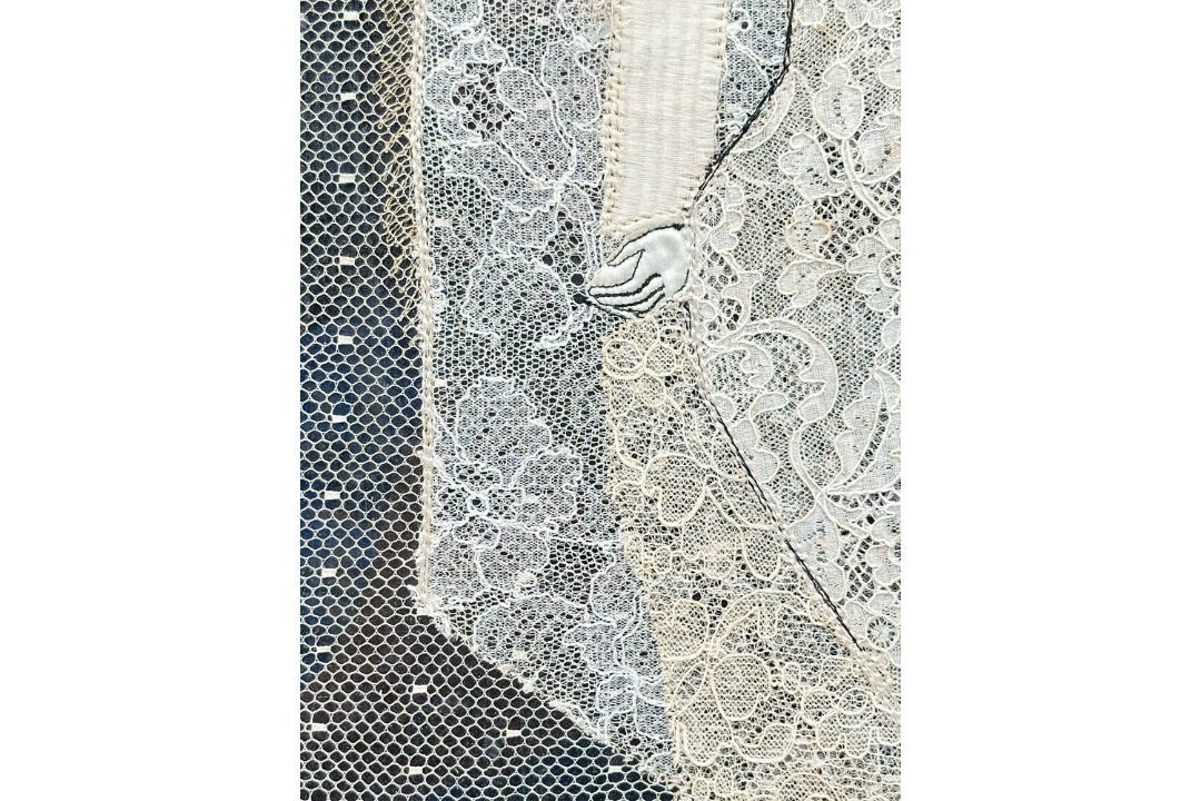 Lace picture of a lady, framed, probably early C20th - Image 6 of 11