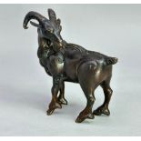 Chinese Bronze Scroll Weight in the form of a standing Goat, Qing Dynasty (1644-1912)