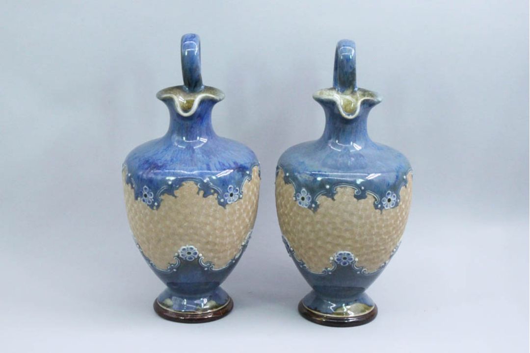 A Pair of Royal Doulton Ewers, marked LD (for Jessie Lord), early C20th - Image 4 of 9