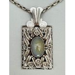 Art Nouveau silver pendant Necklace with chalcedony, probably France or Belgium c1920