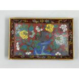 Chinese Cloisonne Small Tray decorated with Flowers and Rocks, 19th Century