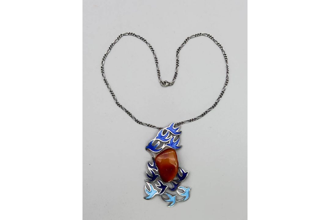 Amber and enamel necklace by Helga Exner, signed, Denmark c1990 - Image 1 of 10