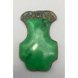 Chinese Bronze Mounted Emerald Green Jade pendant, Qing dynasty (1644-1912)