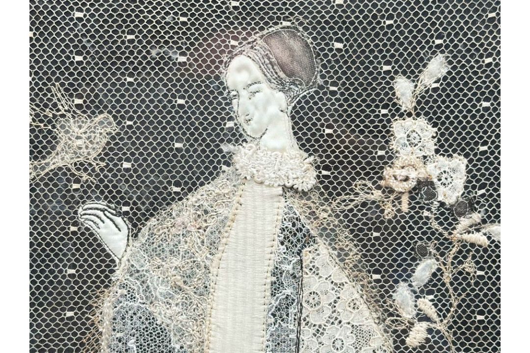 Lace picture of a lady, framed, probably early C20th - Image 3 of 11